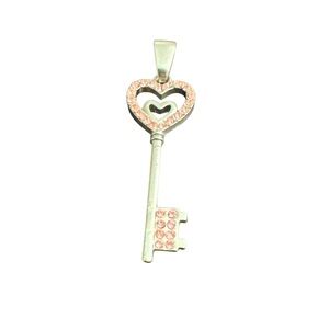 Heart Key Pendant with Pink Accents